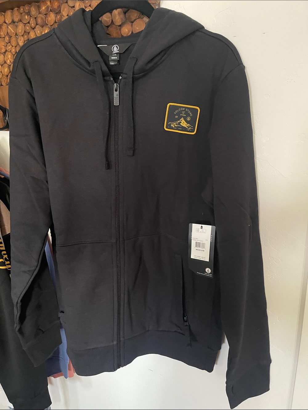 Volcom Black Kids Zip Hoodie with Yellow Patch